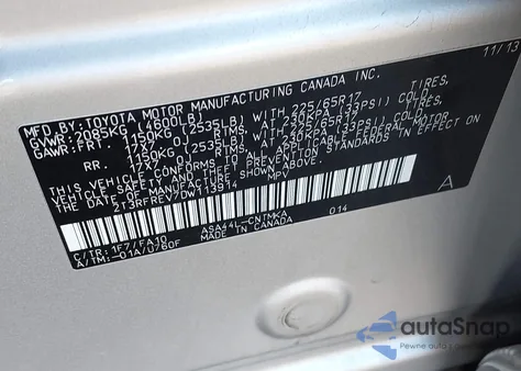 2013 Toyota Rav4 Xle from USA, damaged, VIN 2T3RFREV7DW113914